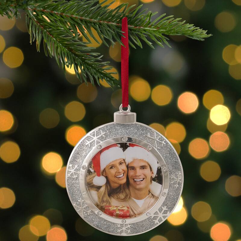 3.25" SilverPlated Photo Frame Christmas Ornament with European